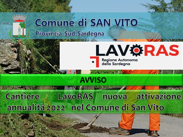 LAVORAS – "Cantieri di nuova  Attivazione" - Annualità 2022 Comune di San Vito