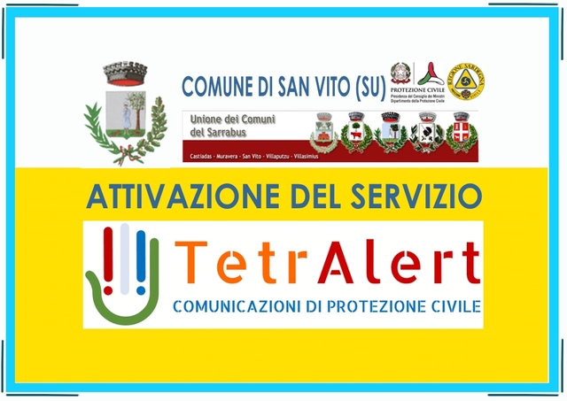 Attivato il servizio TetrAlert - Sistema comunale di avviso di Protezione Civile tramite SMS