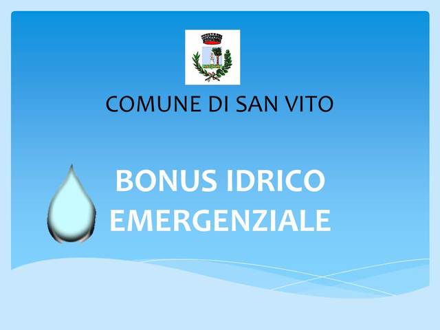 Bonus Idrico emergenziale per gli utenti del servizio idrico integrato. Presentazione domande.